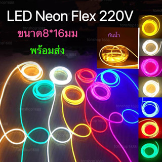 LED Neon Flex 220V ขนาด8*16มม ยาว 5เมตร สามารถต่อกับไฟบ้านได้เลยโดยใช้หัวปลั๊ก ไฟตกแต่งบ้าน ไฟตกแต่งสวน ไฟตกแต่ง