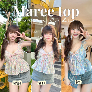 maree top เสื้อแขนระบาย โบว์หน้า สม็อคหลัง