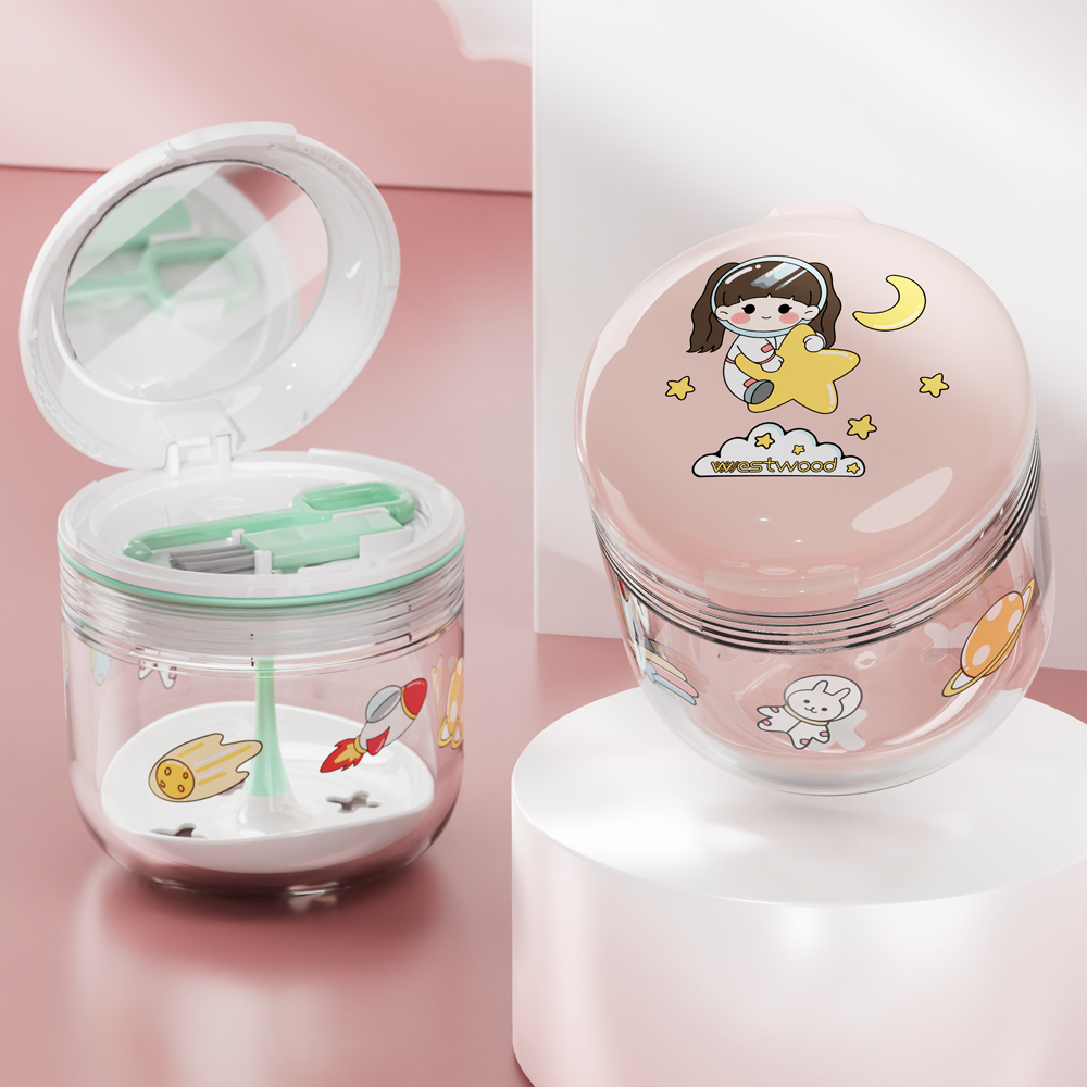 IWANT กล่องใส่รีเทนเนอร์ กล่องรีเทนเนอร์จัดฟัน กล่องรีเทนเนอร์ มีกระจก พกพาง่าย