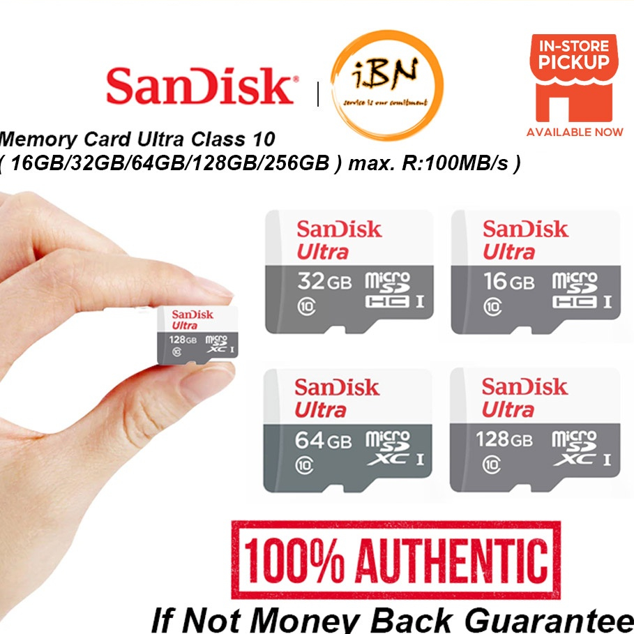 SanDisk Micro SD Memory Card Ultra Class 10 (32GB/64GB/128/256/512GB) เมมโมรี่การ์ด ไมโครเอสดีการ์ด TF Card