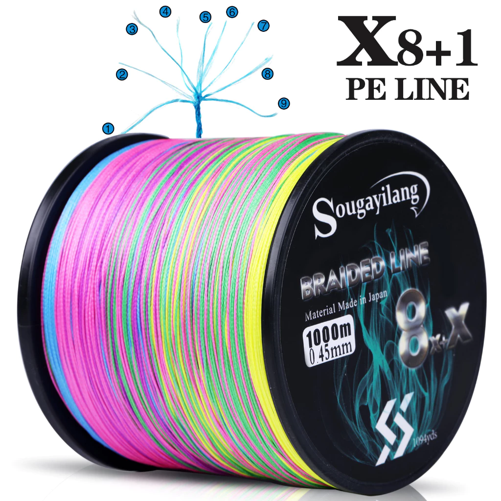 Sougayilang สายการประมง PE 300 M 8 + 1 สายถักสายเบ็ดที่ทนต่อการสึกหรอที่มีความแข็งแรงสูง
