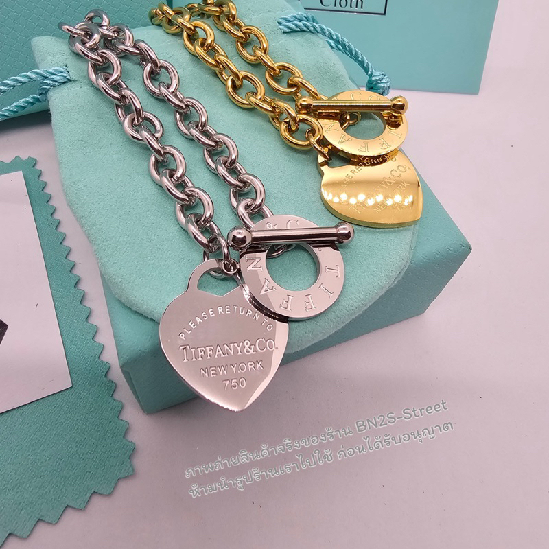 สร้อยแขนทิฟานี่ Heart Tag Toggle Bracelet ขนาด 18 ซม. สายโซ่ อะไหล่เงิน ทอง งานสวยเงามากก งานไฮเอน พร้อมจี้เลเซอร์โลโก้