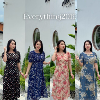 Everything2019 ⭐ (637) เดรสคอเหลี่ยมยาวผูกโบว์หลังสาวอวบใส่ทำงาน