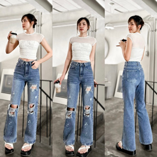 Sarra jeans กางเกงยีนส์ทรงขาม้าน้อย