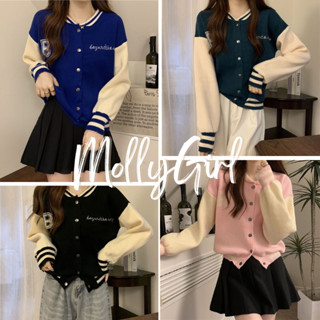 Mollygirl เสื้อแขนยาว เสื้อคลุม มาใหม่พร้อมส่ง ผ้าไหมพรม 81069-1#