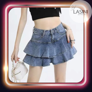 LASINI  กระโปรงกางเกงยีนส์ สไตล์สาว Y2K