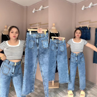 PSJEANS รหัส อ1 กางเกงยีนส์สาวอวบอ้วน ผ้ายืด