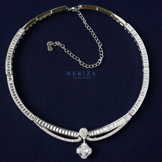 Neriza Jewelry/ สร้อยคอเพชรเพชรสังเคราะห์ ประกายเทียบเท่าเพชรแท้  เครื่องประดับเจ้าสาว NSW073