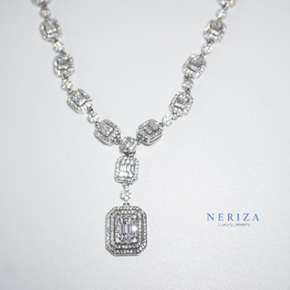 Neriza Jewelry/ สร้อยคอเพชรเพชรสังเคราะห์ ประกายเทียบเท่าเพชรแท้  เครื่องประดับเจ้าสาว NSW072