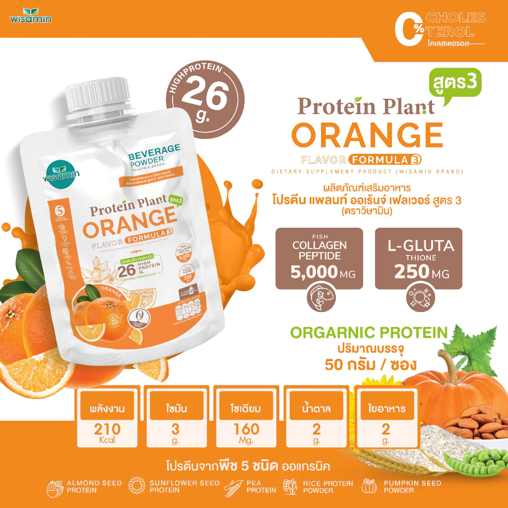 PROTEIN PLANT สูตร 3 (ชนิดซองชงดื่ม 50 กรัม) โปรตีนแพลนท์ มี 11 รสชาติ โปรตีนพืช 5 ชนิด คอลลาเจน เปปไทด์ แอลกลูต้าไธโอน thumbnail 6