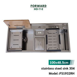 Forward ซิงค์ล้างจาน ซิงค์ล้างจานสแตนเลส อ่างล้างจาน 2หลุม ขนาด100x49ซม stainless steel sink SUS304 รุ่น FS1932RH