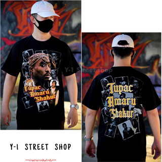 เสื้อยืด2PAC Tupacสกรีนทอง ผ้าคอตตอน คอฟิต ไม่มีตะเข็บข้าง