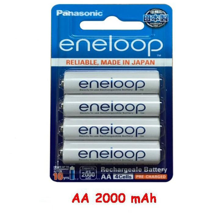 แท้ 100% ประกันศูนย์ AA 2000mAh, AAA 800mAh Pack 4 ก้อน Original Panasonic eneloop  ถ่านชาร์จ