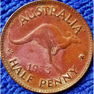 เหรียญ​ออสเตรเลีย​ Australia, (ยุค​Elizabeth II), 1/2Penny, #1095, ใช้แล้ว