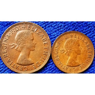 เหรียญ​ออสเตรเลีย​ Australia, (ยุค​Elizabeth II), ชุด​จิงโจ้​คู่​2เหรียญ, #2726T, ใช้แล้ว