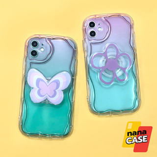 วีโว่ V27 Y11/Y12/Y15/Y17 Y21(2021) / Realme C53 เคสมือถือนิ่มใสขอบหยักไล่สีติด Griptok ผีเสื้อ, ดอกไม้