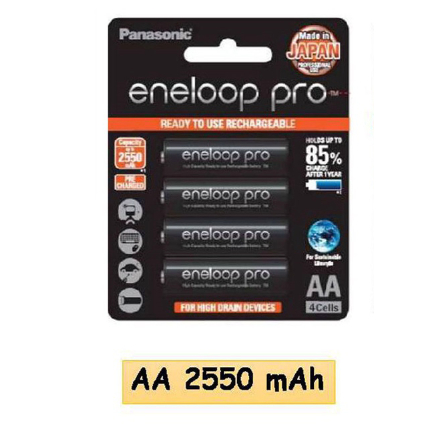 แท้ 100% ประกันศูนย์ Pack 4 ก้อน Panasonic eneloop Pro AAA 950 mah, AA 2550mAh AAA 2000 mah ถ่านชาร์จ