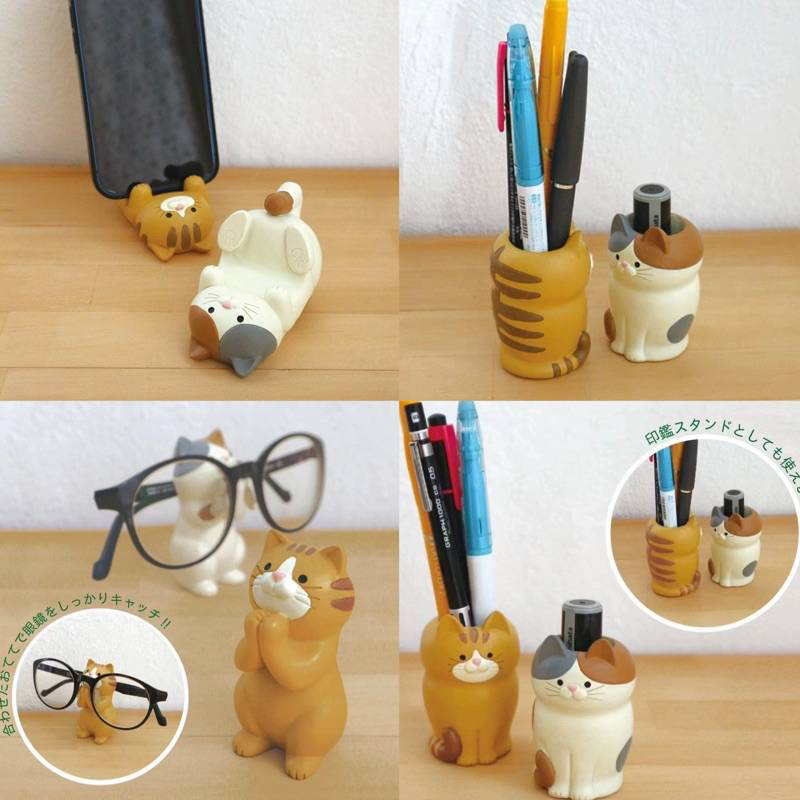 ส่งด่วน🌈ของตกแต่งบ้านแมว zakka ที่เก็บแว่น ที่วางมือถือ ของตกแต่งโต๊ะทำงาน สินค้าแมวญี่ปุน 30001