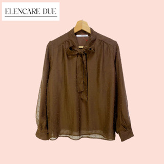 เสื้อ Elencare due ผ้าชีฟองเนื้อดี ไซด์ -  F   อก 46 ยาว 24.5 นิ้ว เสื้อทรงสวยน่ารักมาก ผ้า3D สวยมาก ผูกโบว์