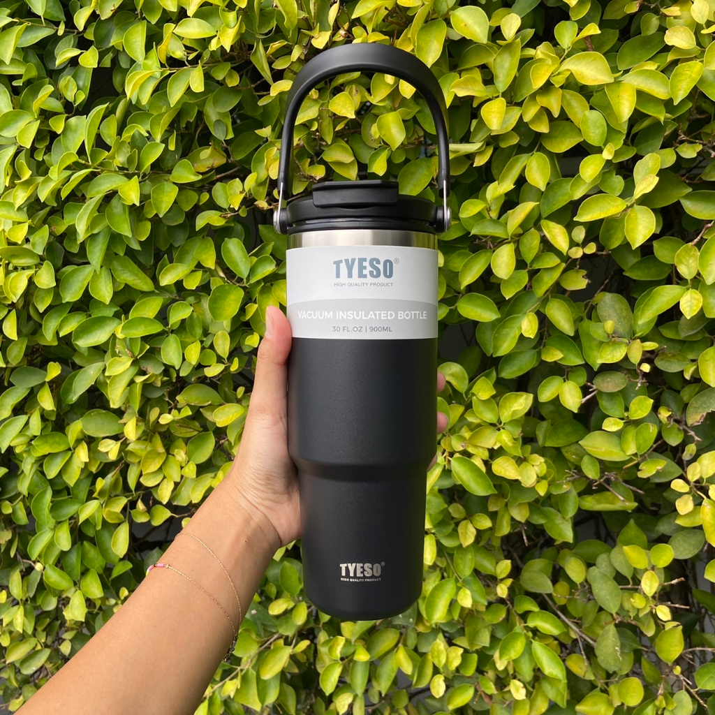 Tyeso (ของแท้) พร้อมส่ง แก้วเก็บความเย็นเเละร้อน แบบใหม่มีที่จับ หูหิ้ว แก้วกาแฟ แก้วสแตนเลส 304 ขนาด 900ml. - รูปที่ 4