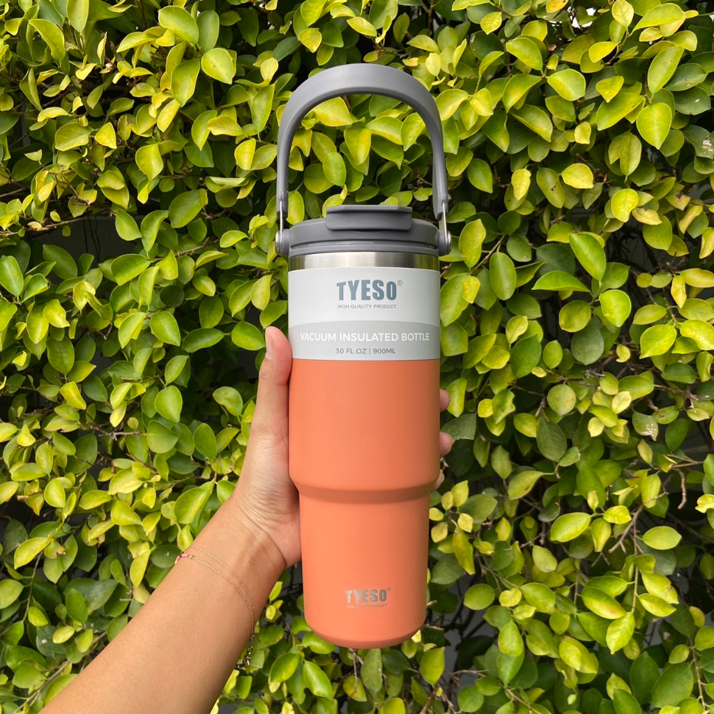Tyeso (ของแท้) พร้อมส่ง แก้วเก็บความเย็นเเละร้อน แบบใหม่มีที่จับ หูหิ้ว แก้วกาแฟ แก้วสแตนเลส 304 ขนาด 900ml. - รูปที่ 5