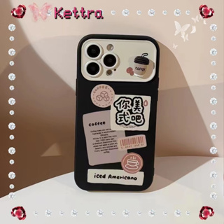 💜Kettra💜การ์ตูน ความคิดสร้างสรรค์ iPhone 11 14 pro max ป้องกันการหล่น ขอบเต็ม หวานสวย สีดำ case for iPhone 12 13