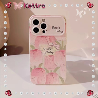 💜Kettra💜การ์ตูน ความคิดสร้างสรรค์ iPhone 11 14 pro max ป้องกันการหล่น ขอบเต็ม หวานสวย สีชมพู case for iPhone 12 13