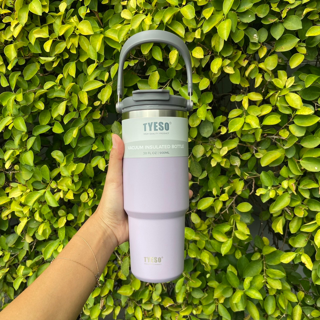 Tyeso (ของแท้) พร้อมส่ง แก้วเก็บความเย็นเเละร้อน แบบใหม่มีที่จับ หูหิ้ว แก้วกาแฟ แก้วสแตนเลส 304 ขนาด 900ml. - รูปที่ 6