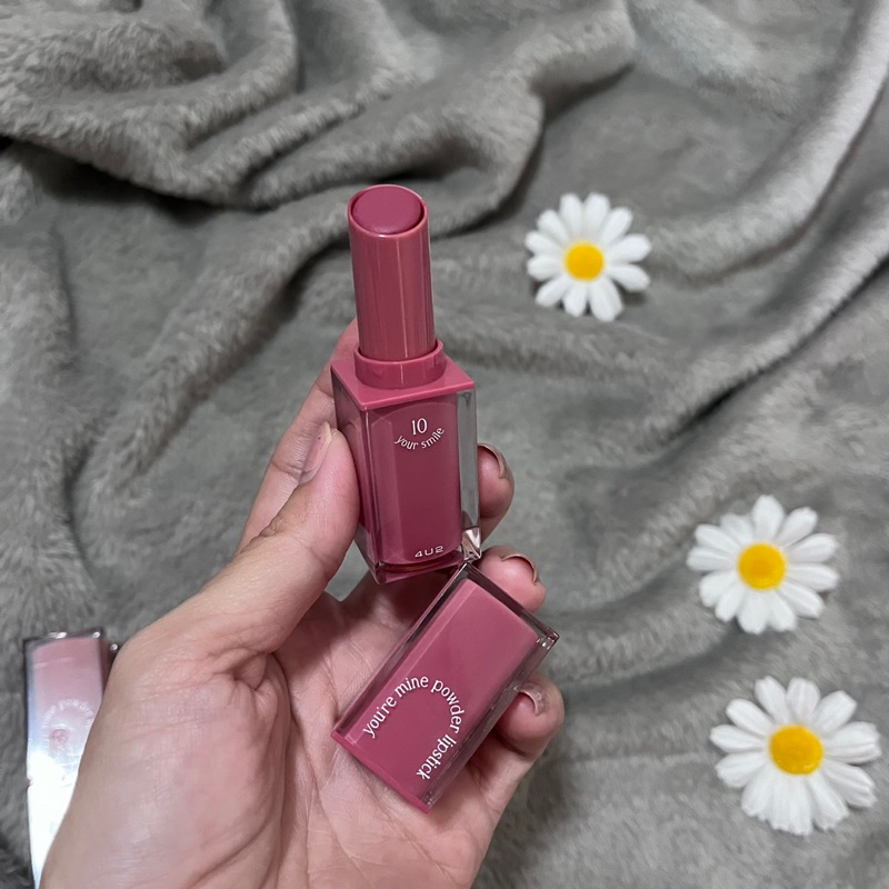 ลิป 4U2 You’re mine powder lipstick no.10 Your smile ชมพูม่วงขับผิว