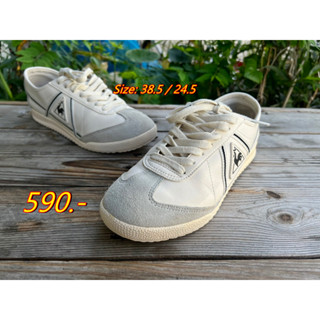 LE COQ SPORTIF Size 38.5 / 24.5 รองเท้าผ้าใบ สีขาว มือสอง เบา ใส่สบายเท้าม๊าาาก (งานถ่ายจากของจริง)