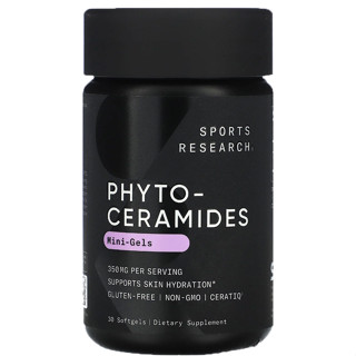 อาหารเสริม บำรุงผิว น้ำมันจากข้าวสาลี ช่วยให้ผิวชุ่มชื้น Sports Research, Phytoceramides Mini-Gels, 350 mg, 30 Softgels