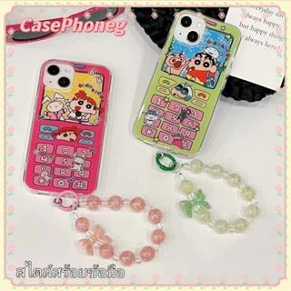 🍑CasePhoneg🍑สไตล์สร้อยข้อมือ การ์ตูน เครยอนชินจัง สีชมพูiPhone 11 14pro max ป้องกันการหล่น ขอบเต็ม case for iPhone 12 13