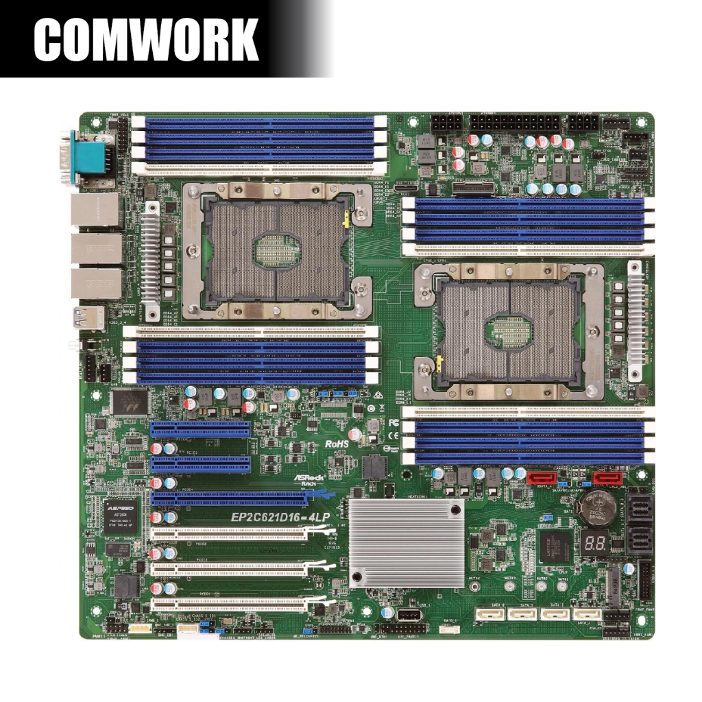 เมนบอร์ด ASROCK EP2C621D16-4LP E-ATX LGA 3647 DUAL CPU Intel SCALABLE CASCADE LAKE PROCESSOR OPTANE MEMORY WOTKSTATION
