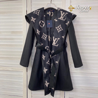 LOUIS dress coat LV ใส่ได้2 ด้าน เดรสโค้ท เสื้อโค้ท ตัวยาว มีฮู้ด + เข็มขัด ผ้าวูล wool หลุยส์