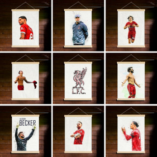 โปสเตอร์ผ้าแคนวาส แขวนไม้แท้ ลายนักเตะทีมลิเวอร์พูล Liverpool สวยมาก