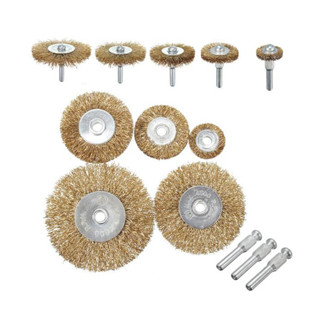 8PCS STEEL WIRE BRUSH แปรงขัดลวดทอง 8 Pcs. เคลือบไททาเนียมสีทอง ลวดกลมทองเหลืองมีแกน เส้นลวดสปริงแบบพิเศษ 8 ชิ้น T0659