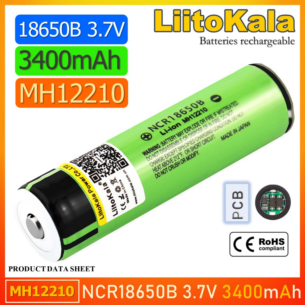 18650 ပြန်သွင်းနိုင်သော ဘက်ထရီ NCR18650B 3.7V 3400mAh (အဆုံးမှာ Circuit ပါ) LiitoKala အမှန်တကယ် အာမခံ