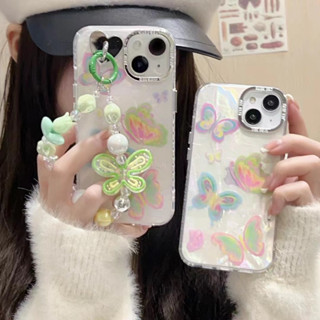 ✨สไตล์ใหม่✨เคสไอโฟน 14 Pro Max เคส for 11 12 13 Pro Max ผีเสื้อ สร้อยข้อมือ เคสพกพาสะดวก iPhone 13 Case เคสกันกระแทก