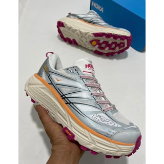 Hoka One One Mafate Speed 2 Trail Running Shoes (size37-45) White Ice Flow รองเท้าวิ่งผู้ชาย รองเท้าวิ่งผู้หญิ