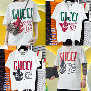 GUCCI T-SHIRT UNISEX 🐈‍⬛ เสื้อยืด Gucci 🏷️Hiend 1:1 cotton 💯 ร้านค้าจัดส่งไว