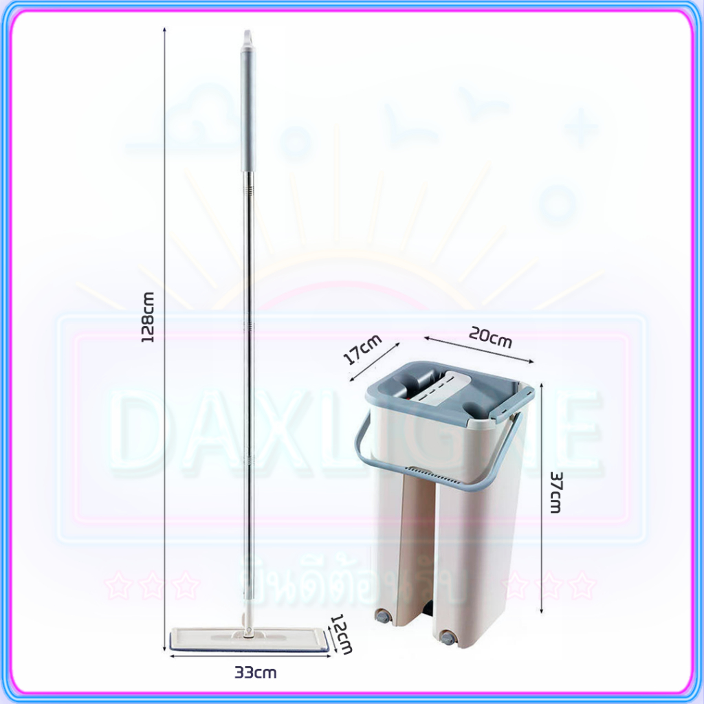 【🇹🇭จัดส่งวันนี้】ไม้ถูพื้น ไม้ม๊อบพร้อมถังรีดน้ำ ไม่เลอะมือ ไม้ถูพื้นรีดน้ำ ซักน้ำและรีดน้ำในตัวเดียว 360° ม็อบถูพื้น - รูปที่ 7