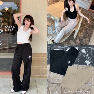 (VL) "Calvin jogger pants"🥪🖤 กางเกงขายาวทรงขาปล่อย ขอบเอวสม็อคยางยืดอย่างดี เนื้อผ้าดีมากก เนื้อนิ่ม ใส่สบายมาก