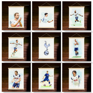 โปสเตอร์ผ้าแคนวาส แขวนไม้แท้ ลายนักเตะทีมสเปอร์  Spur Tottenham Hotspur