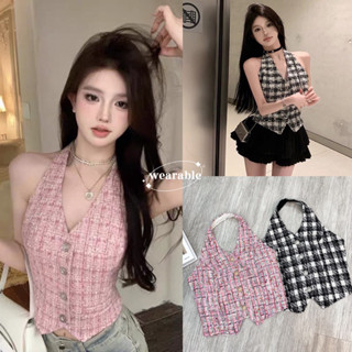 wearable s. {พร้อมส่ง} | jenny top เสื้อคล้องคอผ้าทวิต (ซับทั้งตัว)