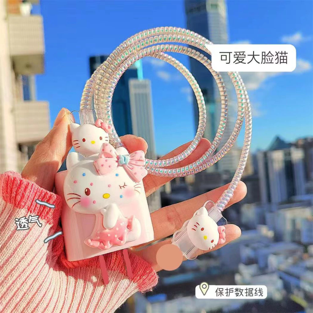 🚚พร้อมส่ง🚚 18W/20W ( 1เซ็ท5ชิ้น )ชุดแต่งสายชาร์จลายการ์ตูน เคสหัวชาร์จ ชุดถนอมสายชาร์จการ์ตูนน่ารักๆ thumbnail 7