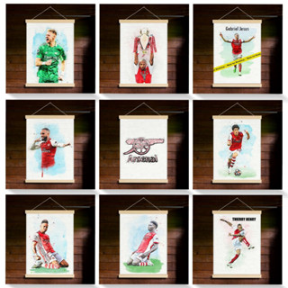 โปสเตอร์ผ้าแคนวาส แขวนไม้แท้ ลายนักเตะทีมอาเซนอล Arsenal