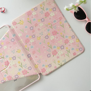 เคสiPadหมุน 360° แผ่นหลังอะครีลิ Gen9 Pink Floral  Air5 Pro11 เคสไอแพด 10.2 ใส่ปากกาได Air4 10.9 MINI6 สไตล์ฤดูใบไม้ผลิ