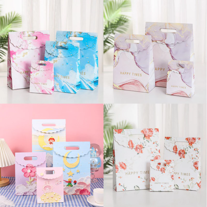 A021 พร้อมส่ง!(ขั้นต่ำ5ใบ คละลายได้)ถุงของขวัญมีตัวแปะปิดปากถุง ใส่ของขวัญ ของชำร่วย ของรับไหว้ ของฝาก น่ารักมากก