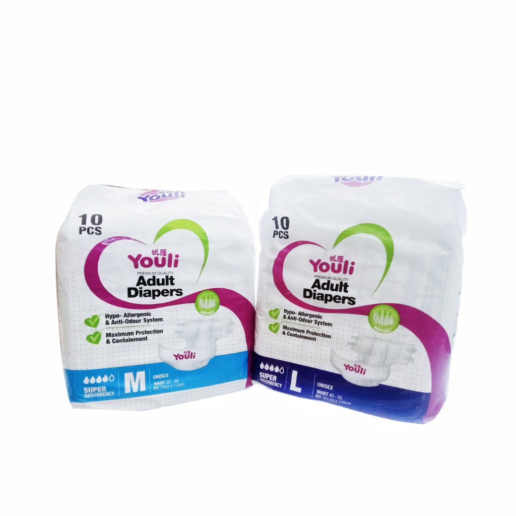YOULI ผ้าอ้อมผู้ใหญ่ แบบแปะเทปติดทนนาน  กันรั่วซึมได้ดี ผู้สูงอาย M/L