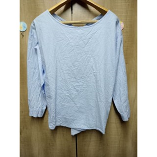 เสื้อแขนยาว เสื้อมือสอง สีฟ้า ผ้าดี💙💙